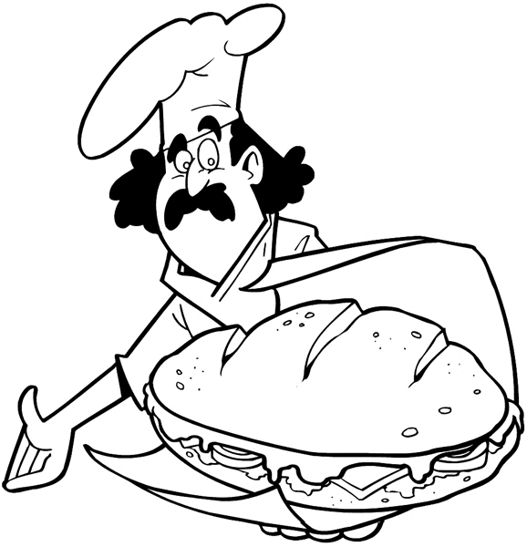Chef with large sandwich vinyl sticker. Customize on line. Restaurants Bars Hotels 079-0406